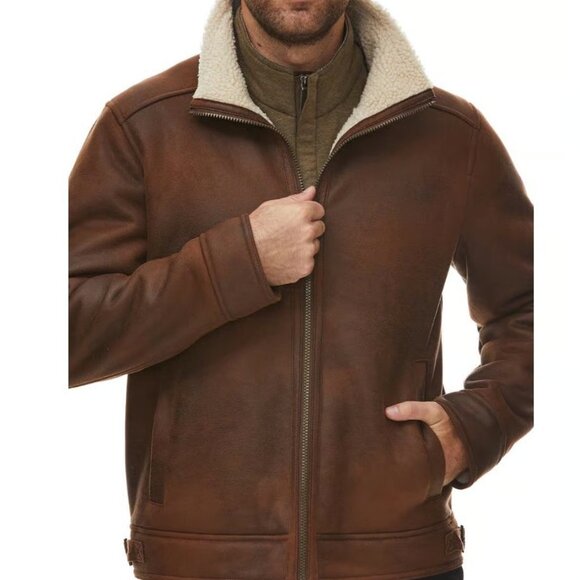 NEW RAINFOREST Faux Sherling Lined And Faux Nubuk Aviator Jacket 1025 5m3 - Picture 7 of 9